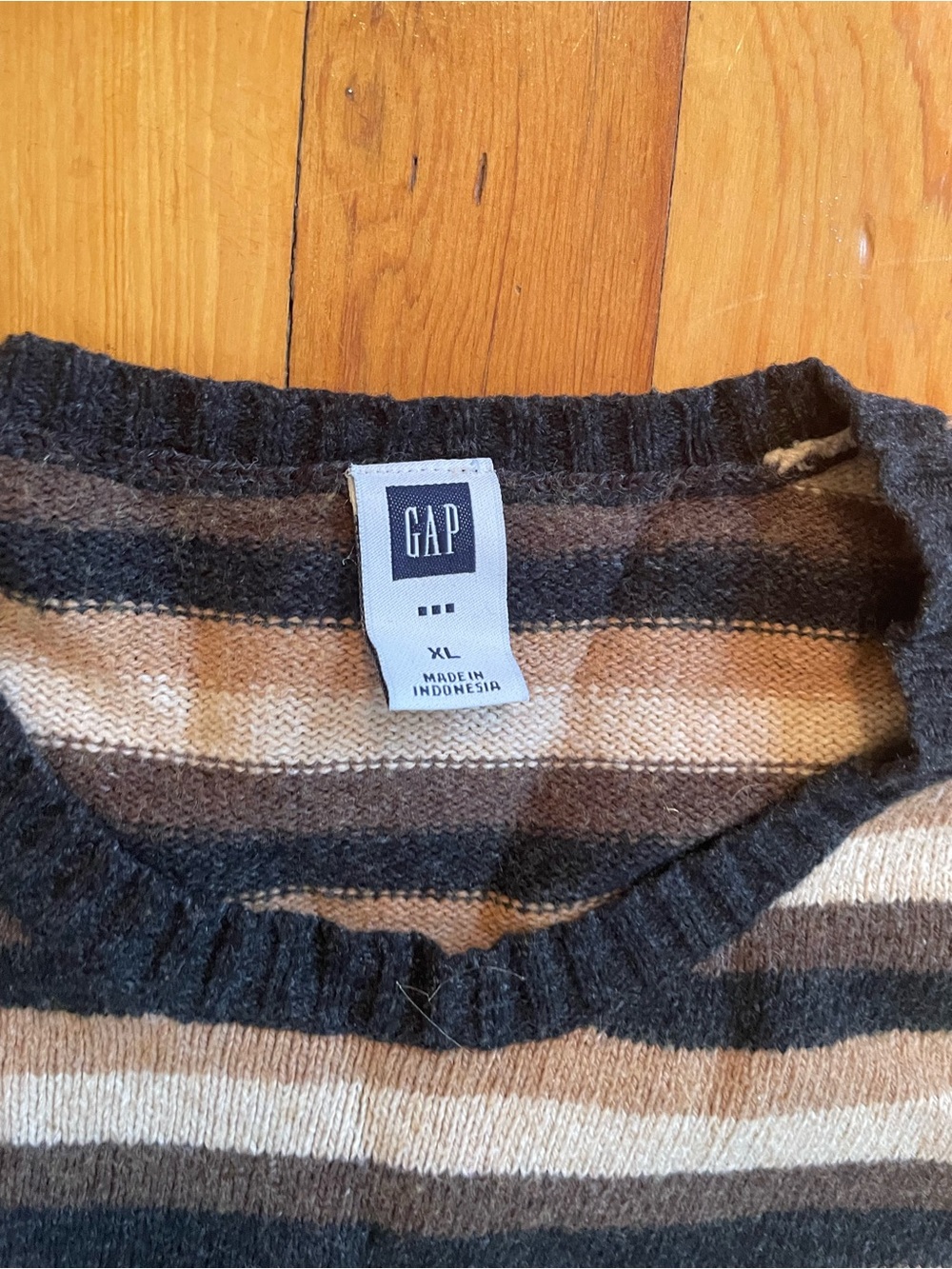 GAP Striped Crewneck Sweater in Black and Beige - Picture 3 of 3